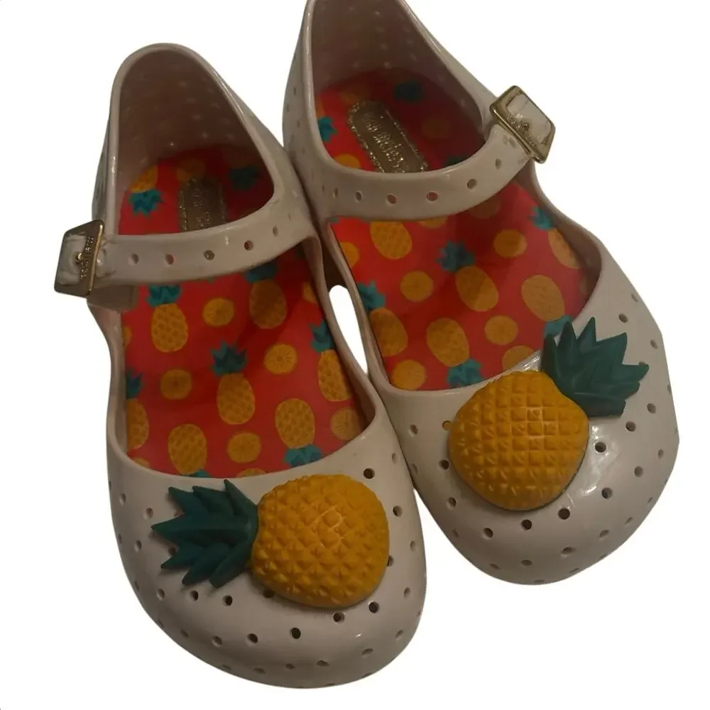 Mini Melissa Sz.8 Tropical Furadinha VII Pineapple Jelly Mary Jane Shoes